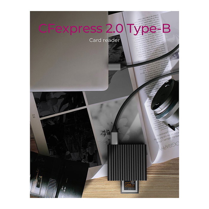 ICY BOX IB-CR404-C31 Lector de tarjetas CFexpress USB 3.2 Gen 2 Tipo B, CFast 2.0, Aluminio, 10000 Mbit/s, Negro, Plug and Play, para Windows, macOS, ChromeOS