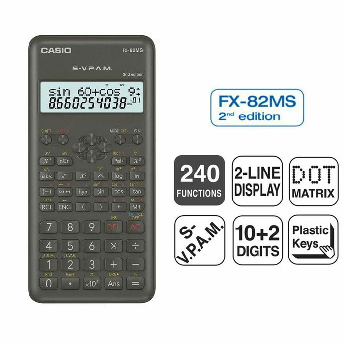 Casio FX-82MS 2nd Edition Calculadora Científica Negra