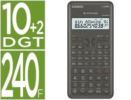 Casio Calculadora Cientifica Negra 12 Y 10+2 Dígitos 240 Funciones Fx-82Ms-2
