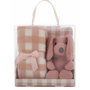 Creaciones Llopis Set Manta Cuadros Rosa Palo y Perro Peluche