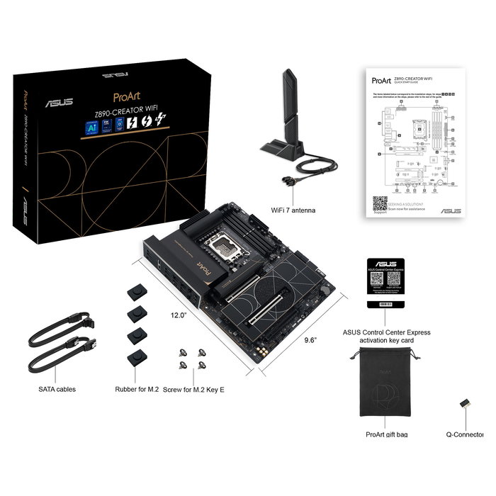 ASUS ProArt Z890-Creator WiFi Placa Base Intel Z890 ATX, LGA 1851, DDR5 hasta 9066 MHz, 4 Ranuras, Wi-Fi 7, Bluetooth 5.4, 5x M.2, 2x Thunderbolt, 10 Gb Ethernet, PCIe 5.0