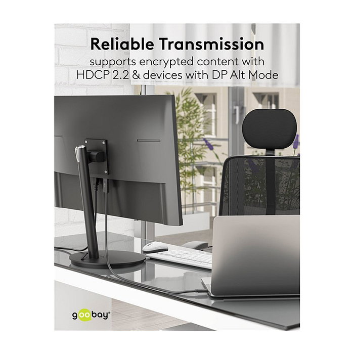 Goobay Adaptador USB-C a DisplayPort 4K 60Hz, 2 Metros, Negro Goobay Adaptador USB-C a DisplayPort 4K 60Hz, 2 Metros, Negro