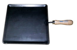 Plancha de asar de acero 4 mm con mango de madera 22 x 22 cm