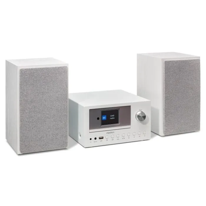 Medion AAAPE16825 Minicadena Hi-Fi Radio por Internet DAB/FM Reproductor CD 2x15W RMS Blanco