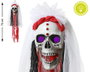 Atosa MSR Decora Calavera Colgante Novia Espectral con Tul Blanco y Luz 75 cm
