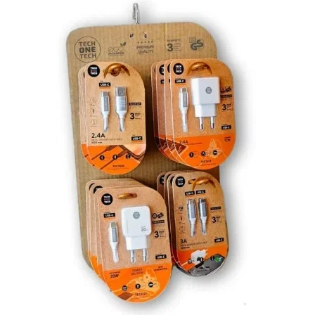 Tech One Tech Expositor De Cargadores Y Cables EKO 400801 - 4 Ganchos, Incluye 16 Productos Tech One Tech Expositor De Cargadores Y Cables EKO 400801 - 4 Ganchos, Incluye 16 Productos
