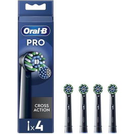 Braun Oral-B Recambio Cepillo Eléctrico Cabeza CrossAction EB50BRX, 4 Unidades, Negro - Compatible con Series de Oral-B
