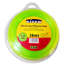 SIFER Hilo de Desbrozadora Verde Cuadrado 3.50 mm x 38 m