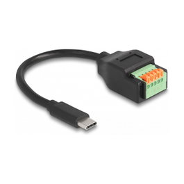 DeLOCK Cable USB 2.0 de USB Type-C™ macho a bloque de terminales con botón pulsador, 15 cm