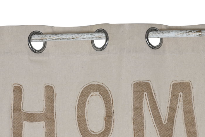 DKD Home Decor Nature23 Cortina Boho Blanco Natural 260 x 140 cm (2 Unidades) Poliéster Algodón