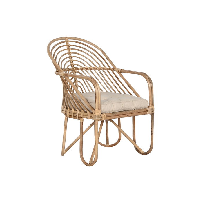 DKD Home Decor Silla de Ratán y Bambú Natural y Beige DKD Home Decor Silla de Ratán y Bambú Natural y Beige