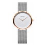 Bering 14333-064 Reloj analógico para mujer con caja rosa y correa gris