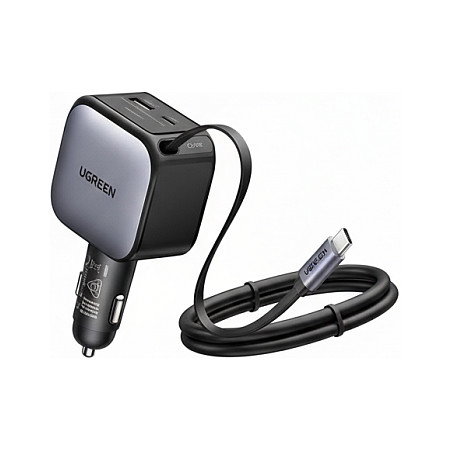 Ugreen Nexode EC603 Cargador de Coche 90W 3-en-1 con Cable USB-C Retráctil, Negro Ugreen Nexode EC603 Cargador de Coche 90W 3-en-1 con Cable USB-C Retráctil, Negro