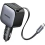 Ugreen Nexode EC603 Cargador de Coche 90W 3-en-1 con Cable USB-C Retráctil, Negro