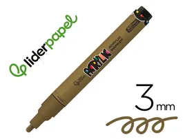 Liderpapel Rotulador Acrilico base agua todo tipo de superficie punta redonda 3 mm oro