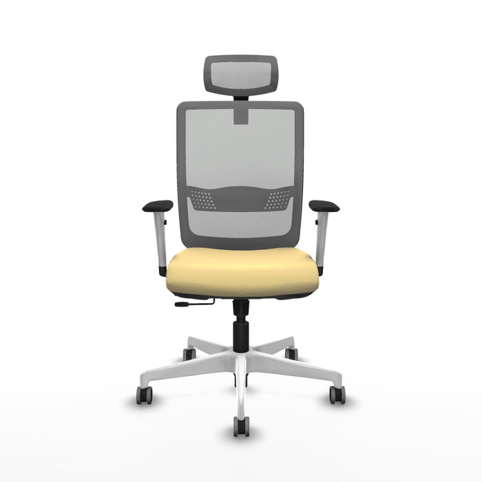 PIQUERAS Y CRESPO Silla de oficina Haches con mecanismo Sincro/Traslack, Crema y Gris PIQUERAS Y CRESPO Silla de oficina Haches con mecanismo Sincro/Traslack, Crema y Gris