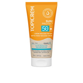 Topicrem SUN PROTECT Crema Mousse Protector Solar Facial SPF50+ Acabado Mate 50 ml - Control de Brillo, Hidratación 24h
