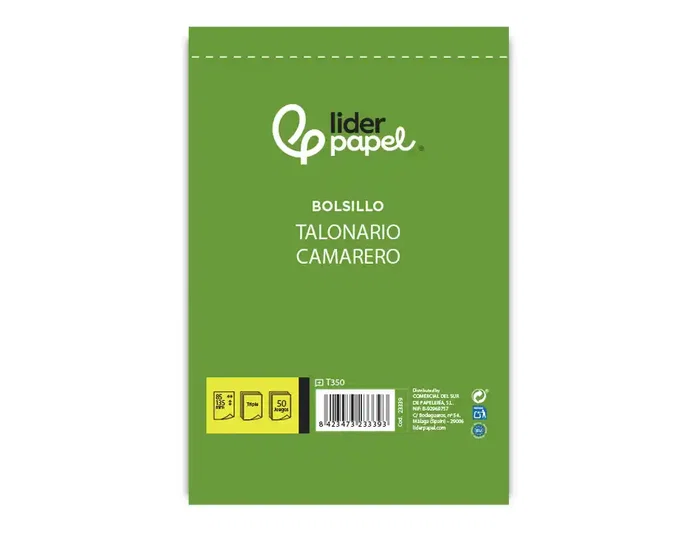 Liderpapel Talonario de bolsillo para camarero con original y 2 copias