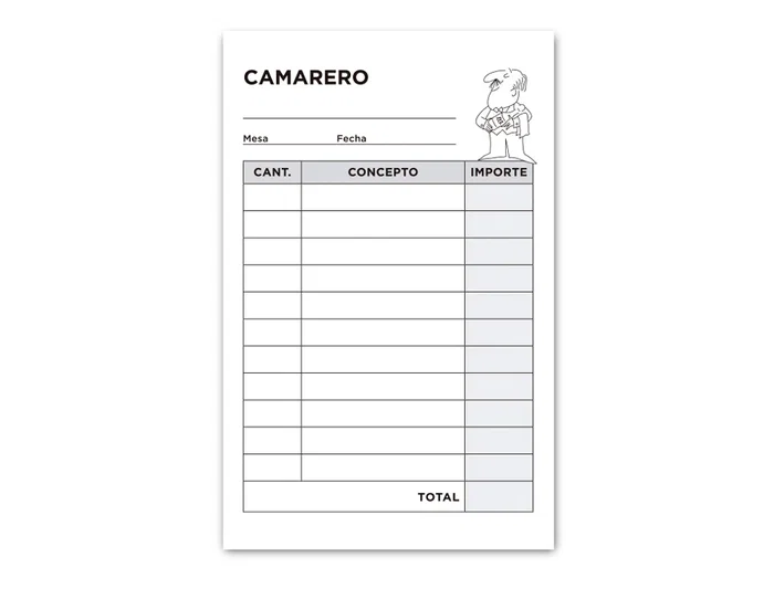 Liderpapel T350 Talonario Camarero Bolsillo Original 2 Copias 85 x 135 mm