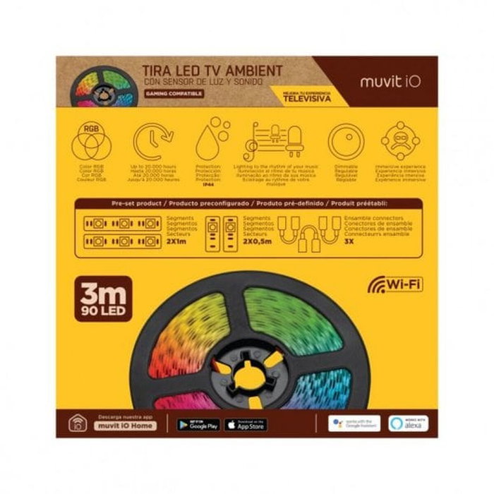 muvit iO Tira LED USB WiFi TV RGB 3m con sensor ambiental y de sonido muvit iO Tira LED USB WiFi TV RGB 3m con sensor ambiental y de sonido