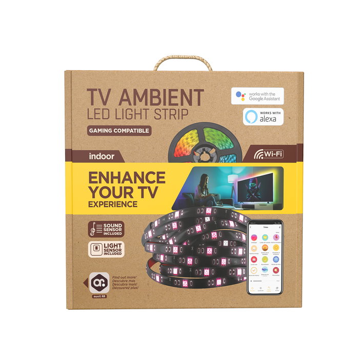 Muvit Tira Led Wifi para TV Compatible con Alexa y Google Assistant Control por App