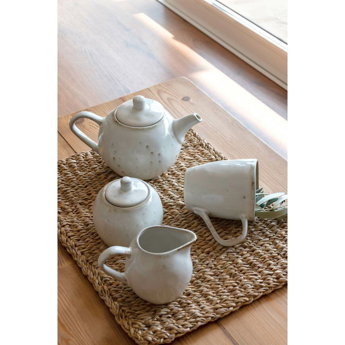 DKD Home Decor Tetera Blanco de Gres de 850ml