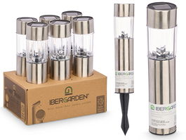 Ibergarden Baliza Solar Multicolor Plástico Acero Inoxidable 4.5 x 20 x 4.5 cm (Set de 24)