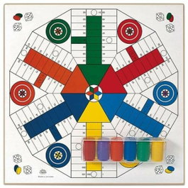 Cayro Tablero Parchís de Madera para 4 y 6 Jugadores con Accesorios