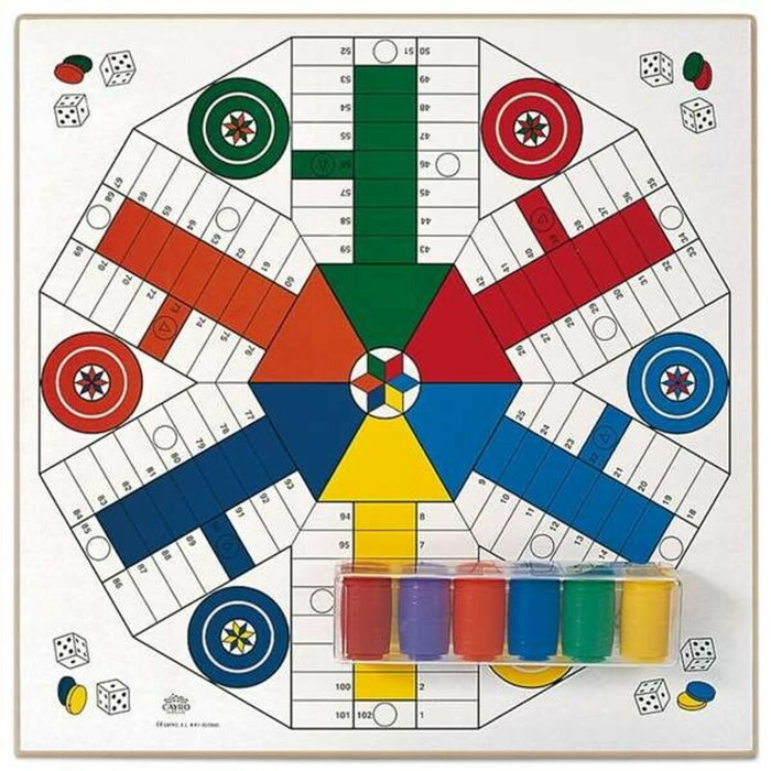 Cayro Tablero Parchís de Madera para 4 y 6 Jugadores con Accesorios Cayro Tablero Parchís de Madera para 4 y 6 Jugadores con Accesorios