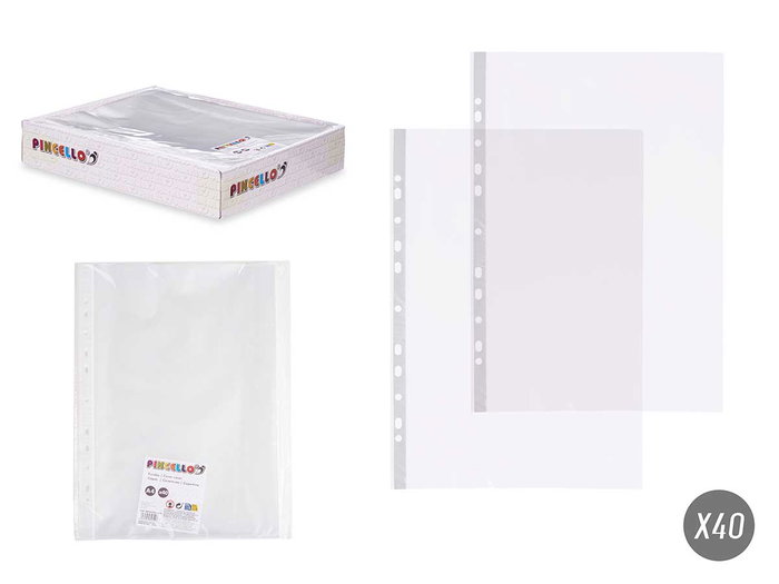 Pincello Set 40 Fundas Transparentes Tamaño Folio 25 x 34 x 1 cm Plástico (Set de 48) Pincello Set 40 Fundas Transparentes Tamaño Folio 25 x 34 x 1 cm Plástico (Set de 48)