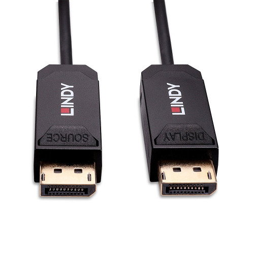 LINDY Cable DisplayPort 2.0 Híbrido Fibra Óptica/Cobre 10m Negro 38520 UHBR10 8K@144Hz 40 Gbit/s