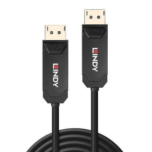 LINDY Cable DisplayPort 2.0 Híbrido Fibra Óptica/Cobre 10m Negro 38520 UHBR10 8K@144Hz 40 Gbit/s
