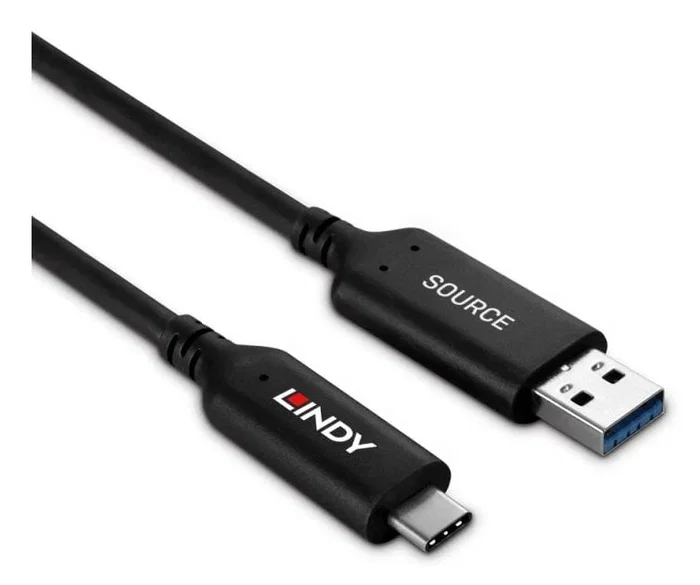Lindy 43395 Cable USB USB A a USB C 10 m, USB 3.2 Gen 1 (3.1 Gen 1), 5 Gbit/s, Negro