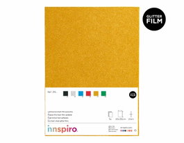 Innspiro Láminas de Goma EVA Dorado con Film de Purpurina 20x30cm x 2mm (5 unidades)