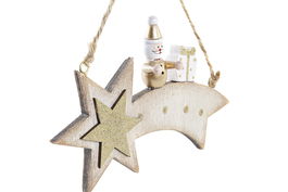 DKD Home Decor Colgante Navidad Tradicional Rosa Rojo Madera 1 x 9 x 14 cm (12 Unidades)