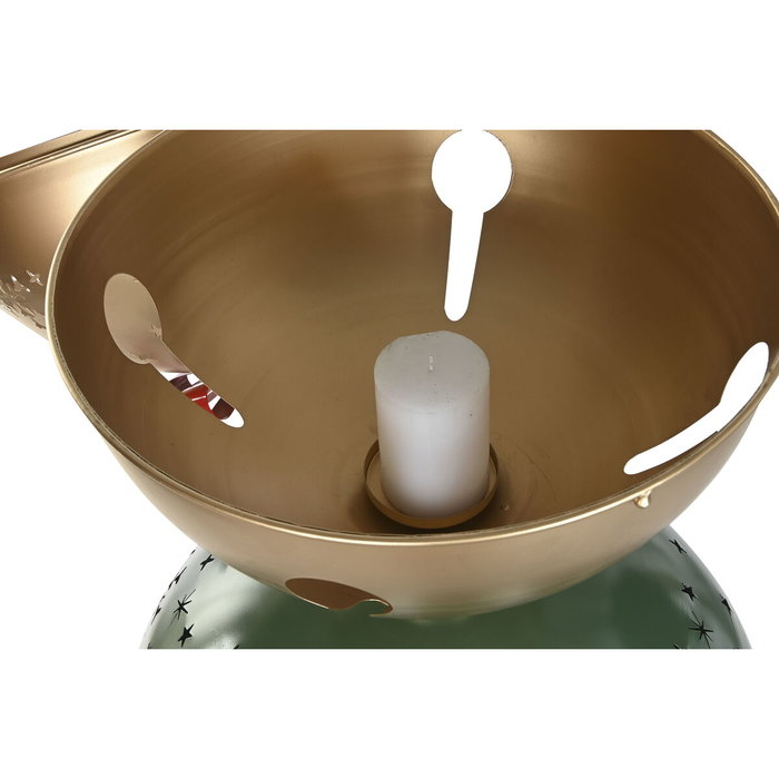 DKD Home Decor Figura Metal Portavelas Rojo, Verde y Dorado