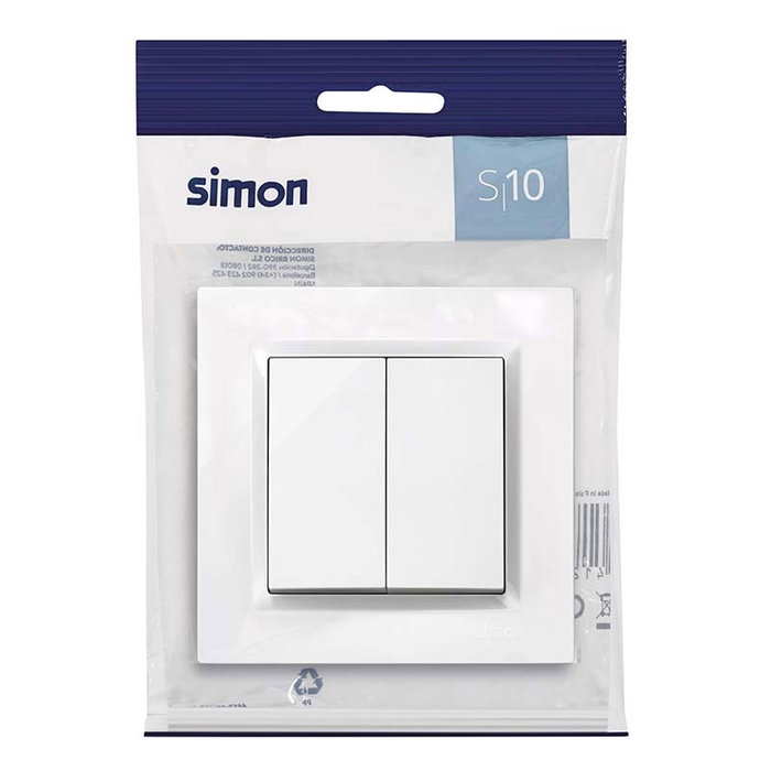 Simon Doble conmutador blanco serie 10 Simon Doble conmutador blanco serie 10