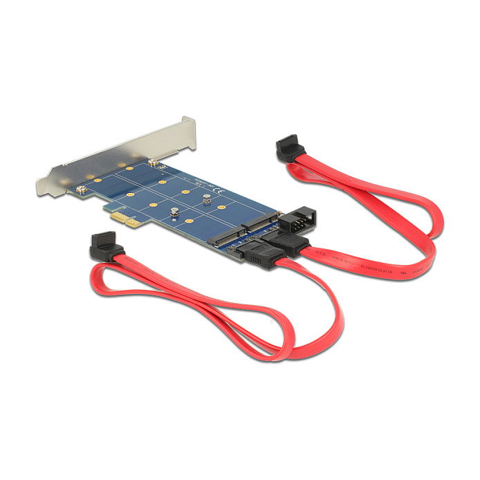 DeLOCK 89374 Tarjeta PCI Express x1 con 2 x interno M.2 NGFF, SATA y USB 3.2 Gen 1, tasa de transferencia 6 Gbit/s