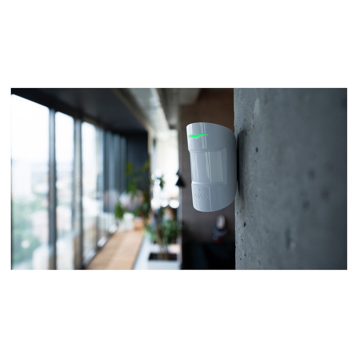 AJAX Alarma CombiProtect Blanco, Sensor Interior PIR Montaje Pared, Detección 12m, Inalámbrico, Batería 5 Años, IP50, AES, Compatible con Hub