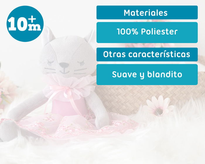 KioKids Muñeca de Trapo Gato Tierno con Falda Rosa para Bebés +10 Meses Multicolor de Poliéster KioKids Muñeca de Trapo Gato Tierno con Falda Rosa para Bebés +10 Meses Multicolor de Poliéster