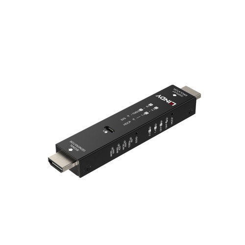 Lindy 32683 Emulador EDID HDMI, Sincronizador de Monitor 4K UHD 3840x2160, Ancho de Banda 18 Gbit/s, HDCP 1.4/2.2, USB Micro-B, Carcasa de Metal Negro