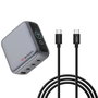 Verbatim Mini GaN Charger 140W con Pantalla, 3xUSB-C y 1xUSB-A, Negro