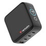 Verbatim Mini GaN Charger 140W con Pantalla, 3xUSB-C y 1xUSB-A, Negro