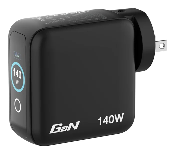 Verbatim 30240 Cargador de Pared GaN 140W Universal con Pantalla, 3 Puertos USB-C y 1 USB-A, Tecnología Quick Charge 3.0 y Power Delivery, Negro