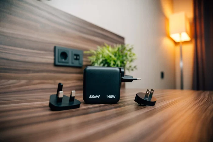 Verbatim 30240 Cargador de Pared GaN 140W Universal con Pantalla, 3 Puertos USB-C y 1 USB-A, Tecnología Quick Charge 3.0 y Power Delivery, Negro