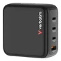 Verbatim 30240 Cargador de Pared GaN 140W Universal con Pantalla, 3 Puertos USB-C y 1 USB-A, Tecnología Quick Charge 3.0 y Power Delivery, Negro