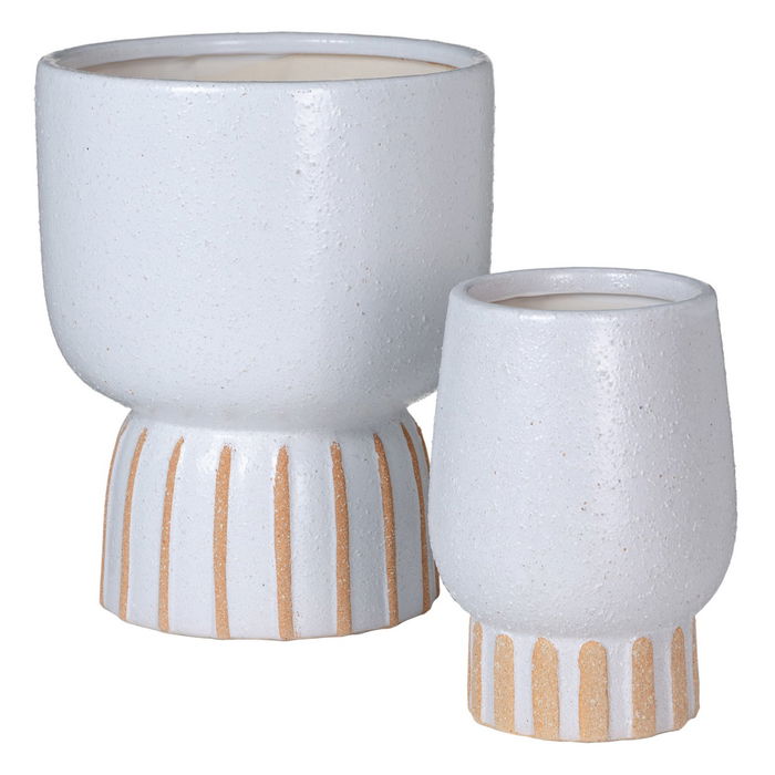 Jarrón Blanco Cerámica Decoración 12,50 X 12,50 X 18 cm (Set de 2)