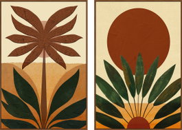 DKD Home Decor Cuadro Lienzo Palmera Pack de 2
