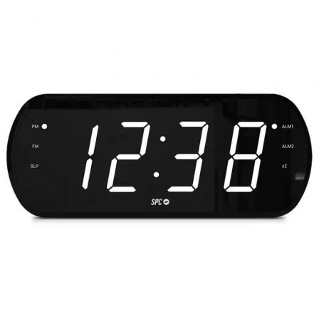 SPC Radiodespertador Frodi View con Radio FM, Doble Alarma Personalizable y Pantalla LED de Alta Definición
