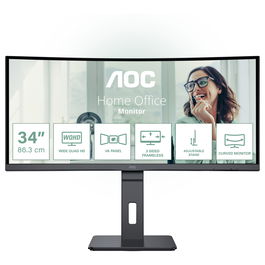 AOC CU34P3CV Monitor de 34 Pulgadas, UltraWide QHD, 1500R, 21:9, FreeSync, USB-C, Altavoces Integrados